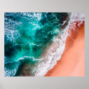 Beach Blue ocean wave coastal Poster