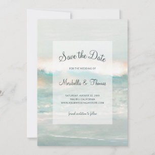 Beach Blue Ocean Waves Wedding Save The Date