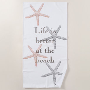 Beach Blue Peach Starfish  Towel