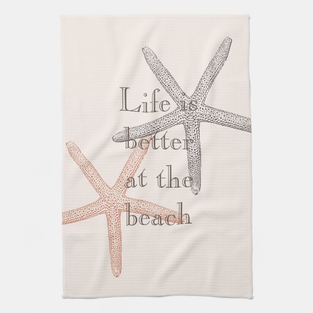 Beach Blue Starfish  Tea Towel (Vertical)