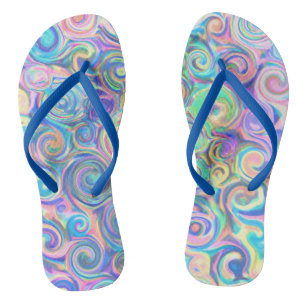 Beach Blue Swirl Design Flip Flops