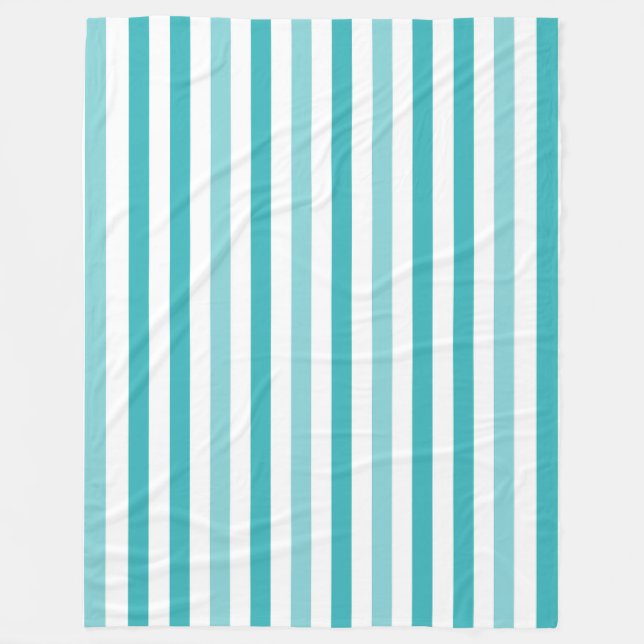 Beach Blue Turquoise Stripes Fleece Blanket (Front)
