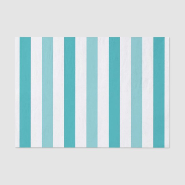 Beach Blue Turquoise Stripes Tissue Paper (Front)