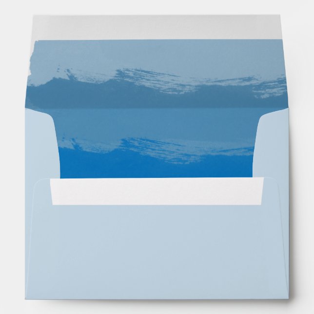 Beach Blue Watercolor 5x7 Wedding Invitation Envelope (Back (Bottom))