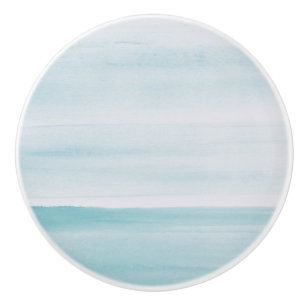 Beach Blue Watercolor Ceramic Knob