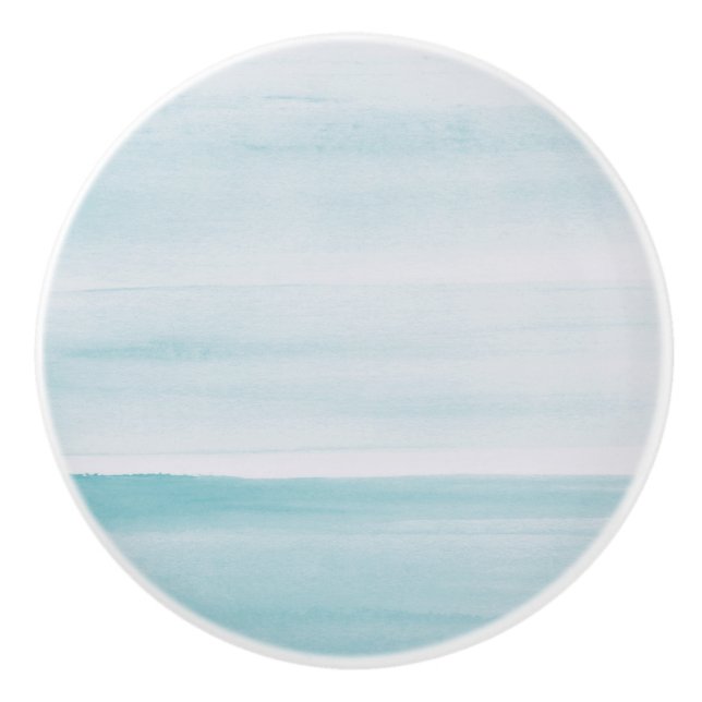 Beach Blue Watercolor Ceramic Knob (Front)
