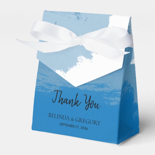 Beach Blue Watercolor Wedding  Favour Box (Front Side)