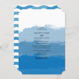 Beach Blue Watercolor Wedding Invitations