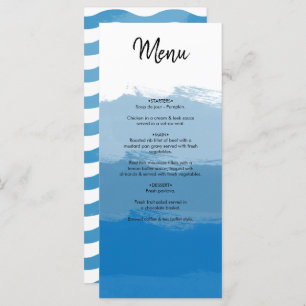 Beach Blue Watercolor Wedding  Menu