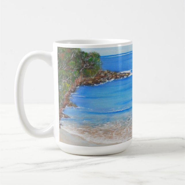Beach Blue Waves Australian Acrylic Painting  Coffee Mug (Left)