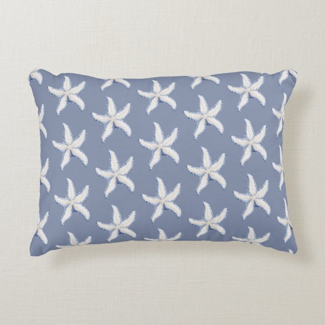 Beach Blue White Starfish Decorative Cushion (Front)
