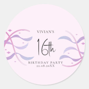 Beach Blush Pink Sweet Sixteen Party Classic Round Sticker