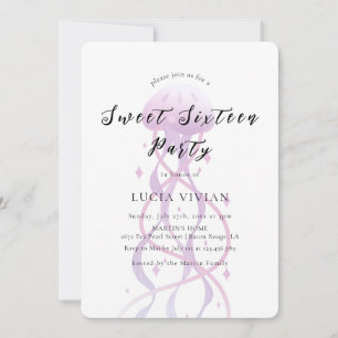 Beach Blush Pink Sweet Sixteen Party Invitation