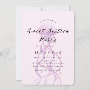 Beach Blush Pink Sweet Sixteen Party Invitation