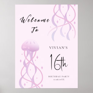 Beach Blush Pink Sweet Sixteen Party Invitation Poster