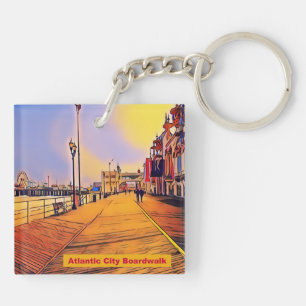 Beach Boardwalk Pop Art Key Ring