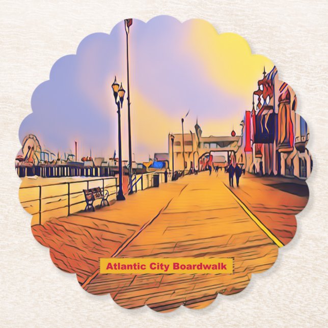 Beach Boardwalk Pop Art Paper Coaster (Front)