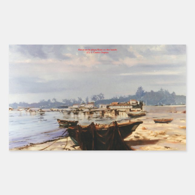 Beach boat/Boat on the beach Rectangular Sticker (Front)