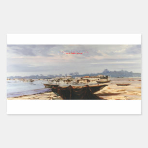 Beach boat/Boat on the beach Rectangular Sticker