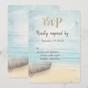 Beach Boat Lighthouse  RSVP  Invitation