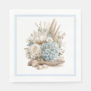 Beach Boho Blue Hydrangea Paper Napkins