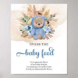 Beach boho boy teddy bear Guess The Baby Food game Poster