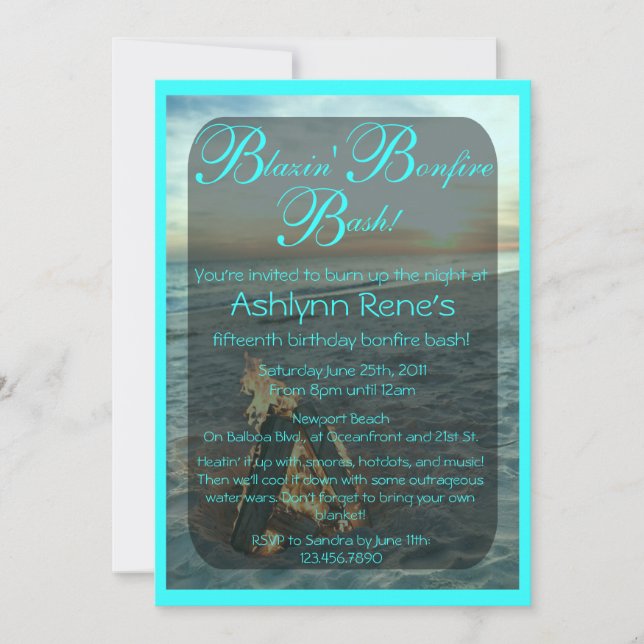 Beach Bonfire Invitation (Front)