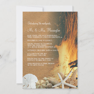 Beach Bonfire Reception Only Newlyweds Invitation