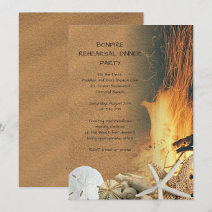 Beach Bonfire Rehearsal Dinner Party Invitations