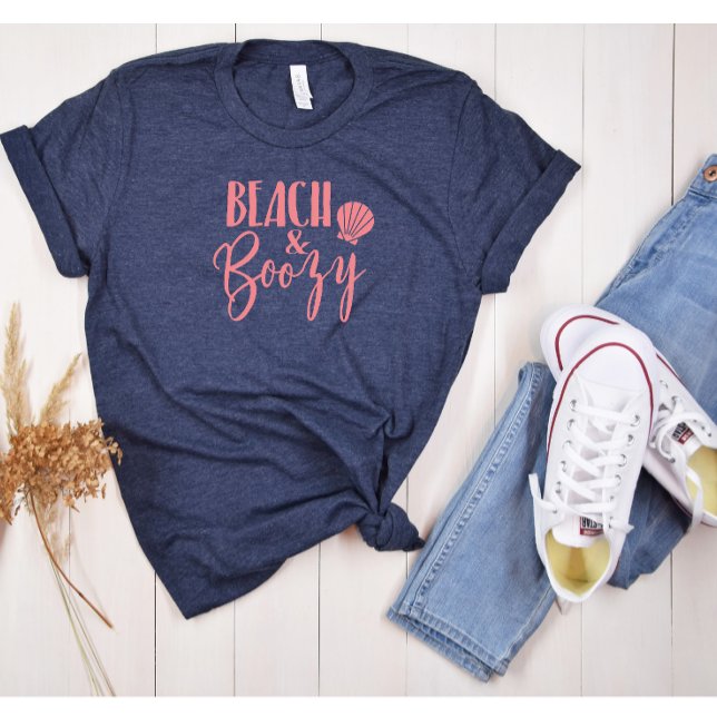 Beach + Boozy Bachelorette Party Group Tri-Blend Shirt (Beach & Boozy Bridesmaid Tshirt)