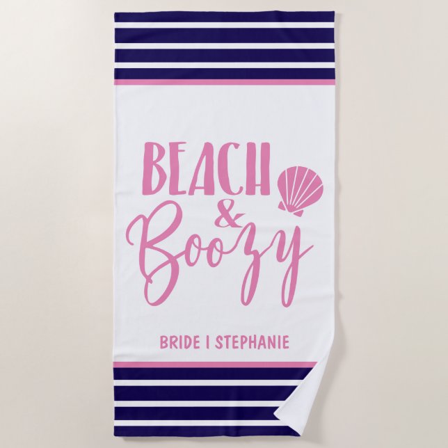 Beach & Boozy Personalised Bride Towel (Front)