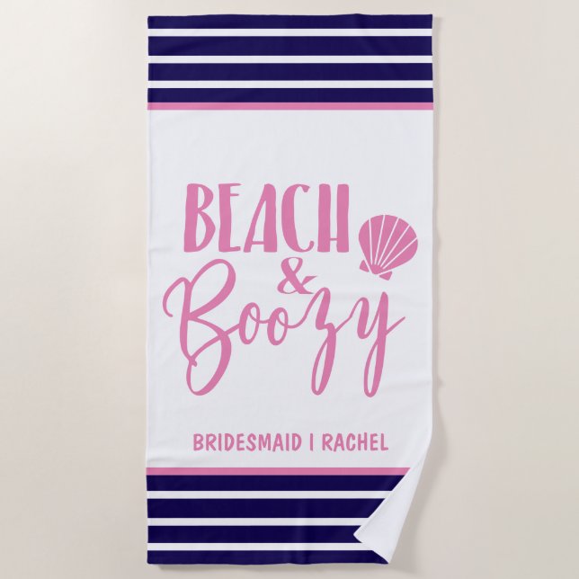 Beach & Boozy Personalised Bridesmaid Towel (Front)