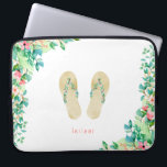 Beach Botanical Flip Flops<br><div class="desc">Beautiful watercolor botanical island flowers and foliage embellished flip flops and arrangements, personalised laptop sleeve.</div>