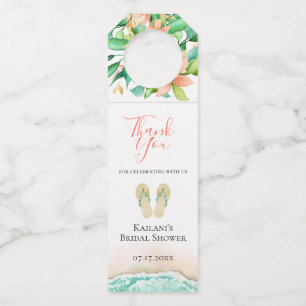 Beach Botanical Flip Flops Bottle Tag