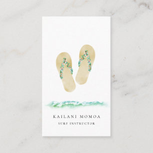 Beach Botanical Flip Flops Business Card