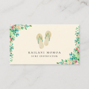 Beach Botanical Flip Flops Business Card