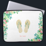 Beach Botanical Flip Flops Laptop Sleeve<br><div class="desc">Beautiful watercolor botanical island flowers and foliage embellished flip flops and arrangements,  personalised laptop sleeve.</div>