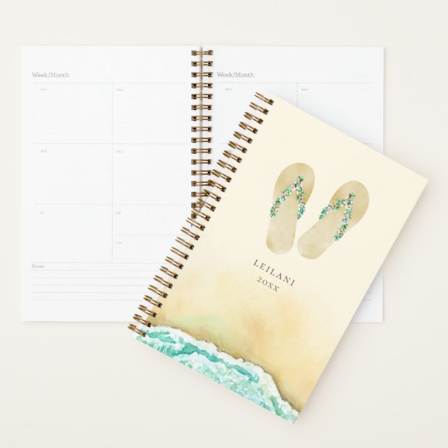 Beach Botanical Floral Flip Flops Planner (Display)