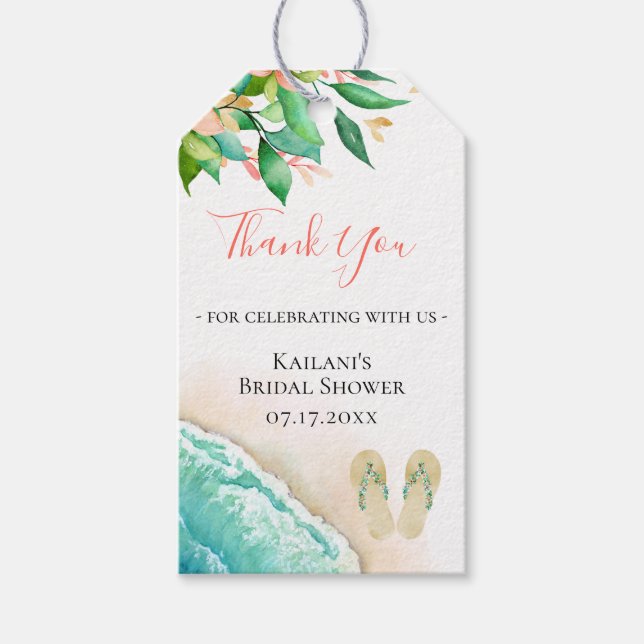 Beach Botanical Thank You Gift Tags (Front)