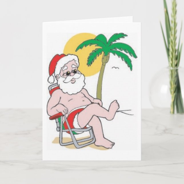 Beach Bound Santa Holiday Card (Front)