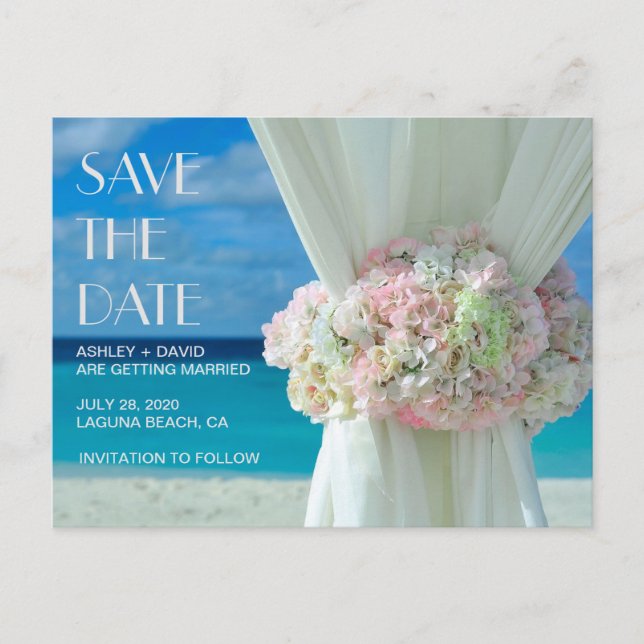 Beach Bouquet Save The Date Postcard (Front)
