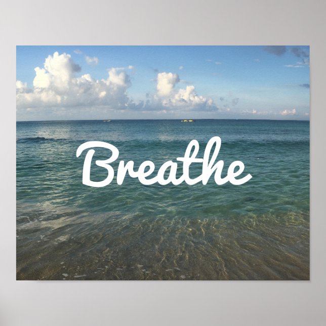 Beach "Breathe" Spirit Yoga & Meditation Poster (Front)