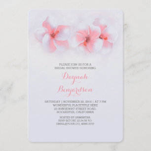 beach bridal shower coral hibiscus flower invitation