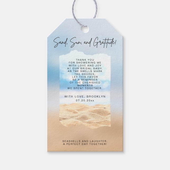 Beach Bridal Shower Favour Tags (Front)