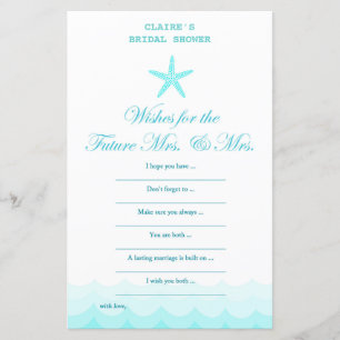 Beach Bridal Shower Game, Nautical, Mermaid