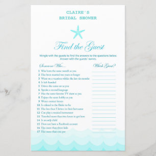Beach Bridal Shower Game, Nautical, Mermaid