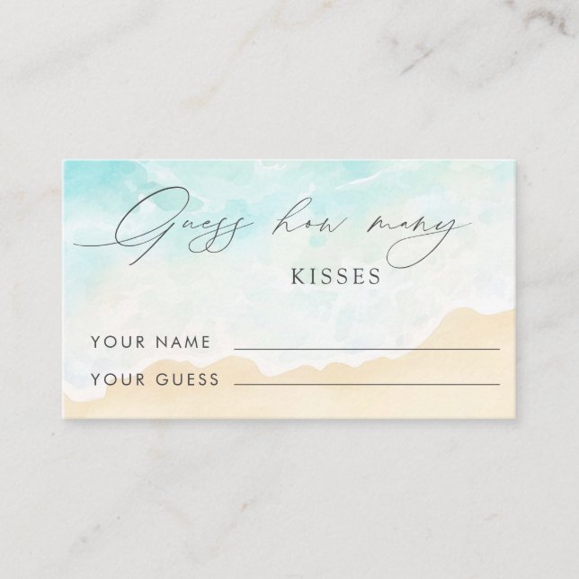 Beach Bridal Shower How Many Kisses Bridal Game Enclosure Card (Front)