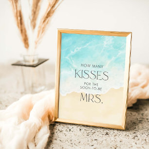 Beach Bridal Shower  How many kisses Poster