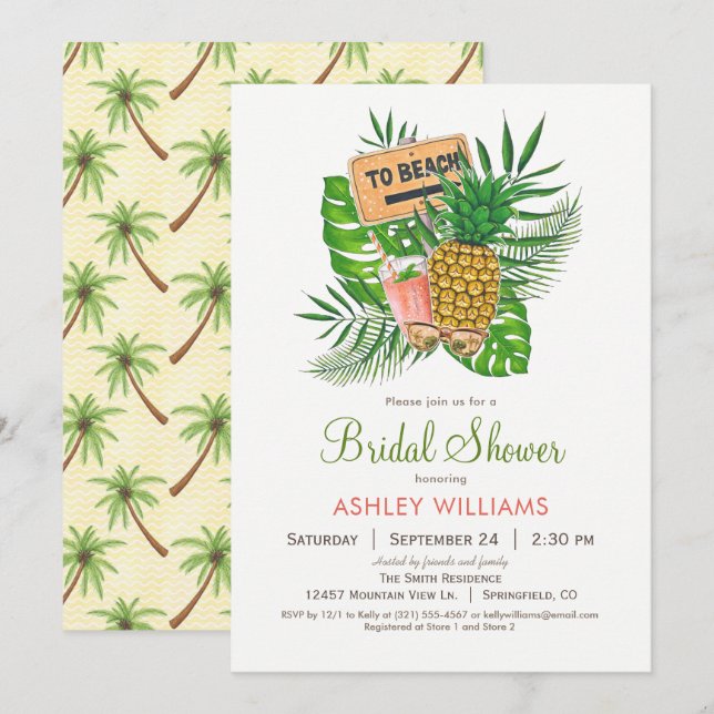 Beach Bridal Shower Invitation (Front/Back)