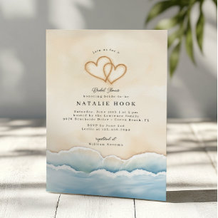 Beach Bridal Shower Invitation with Hearts